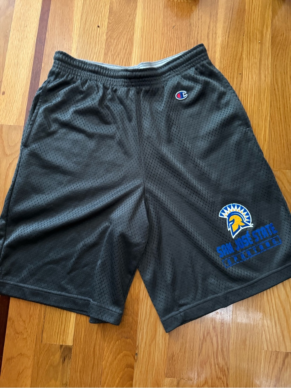 Champion Men's Dark Gray Mesh Athletic Shorts with San Jose State Logo